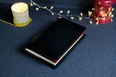 Обкладинка з пеналом для щоденника формату А5 "Модель №16", Шкіра Італійський Краст, колір Чорний