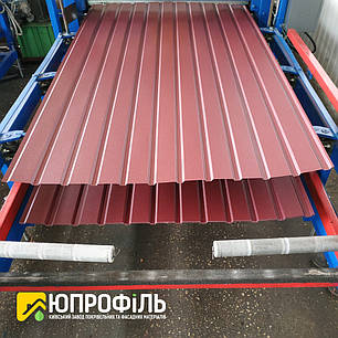 Двосторонній профнастил RAL 3005 ПС-10 (Бордовий) Матовий для забору 0.40 мм Double Matt Steel, фото 2