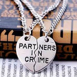 Парные подвески для влюбленных Partners In Crime две половинки сердца, фото 3