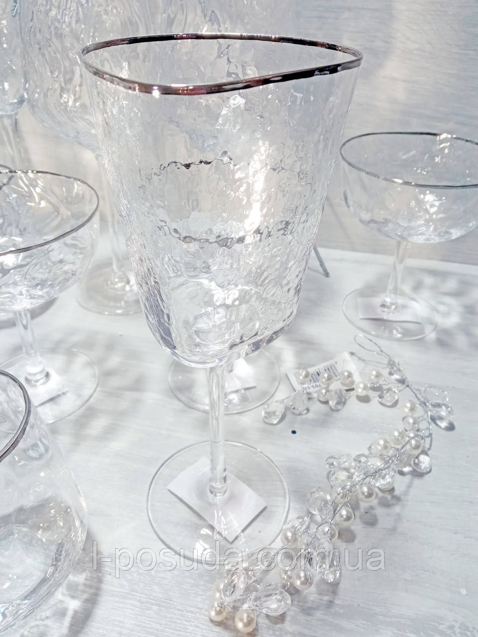 Винний келих Diva 400 мл зі срібним обідком (набір 4 шт), фото 1