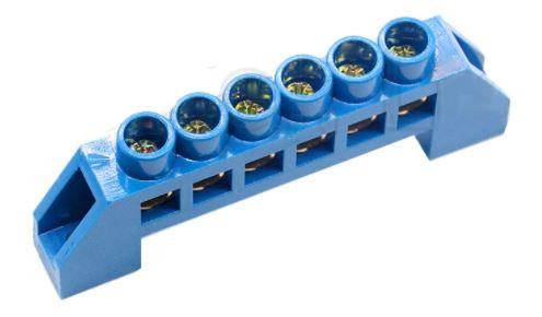 Шина нульова в ізоляторі синя HC 6*9/6