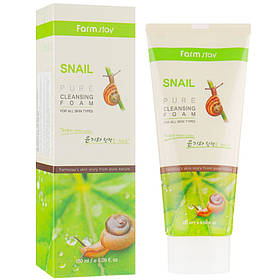 Пінка для вмивання обличчя з муцином равлика Farmstay Snail Pure Cleansing Foam 180 мл (8809480770852)