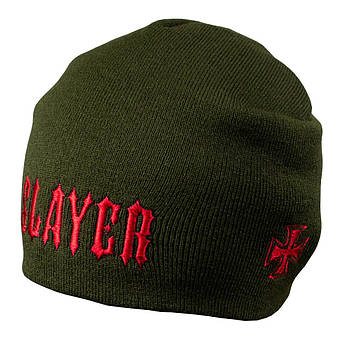 Шапка біні з вишивкою SLAYER оливкова, фото 1