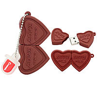 Флешка шоколадка сердечко USB подарункова 32 Gb | ЮСБ флеш-накопичувач 32 ГБ на подарунок у вигляді серця