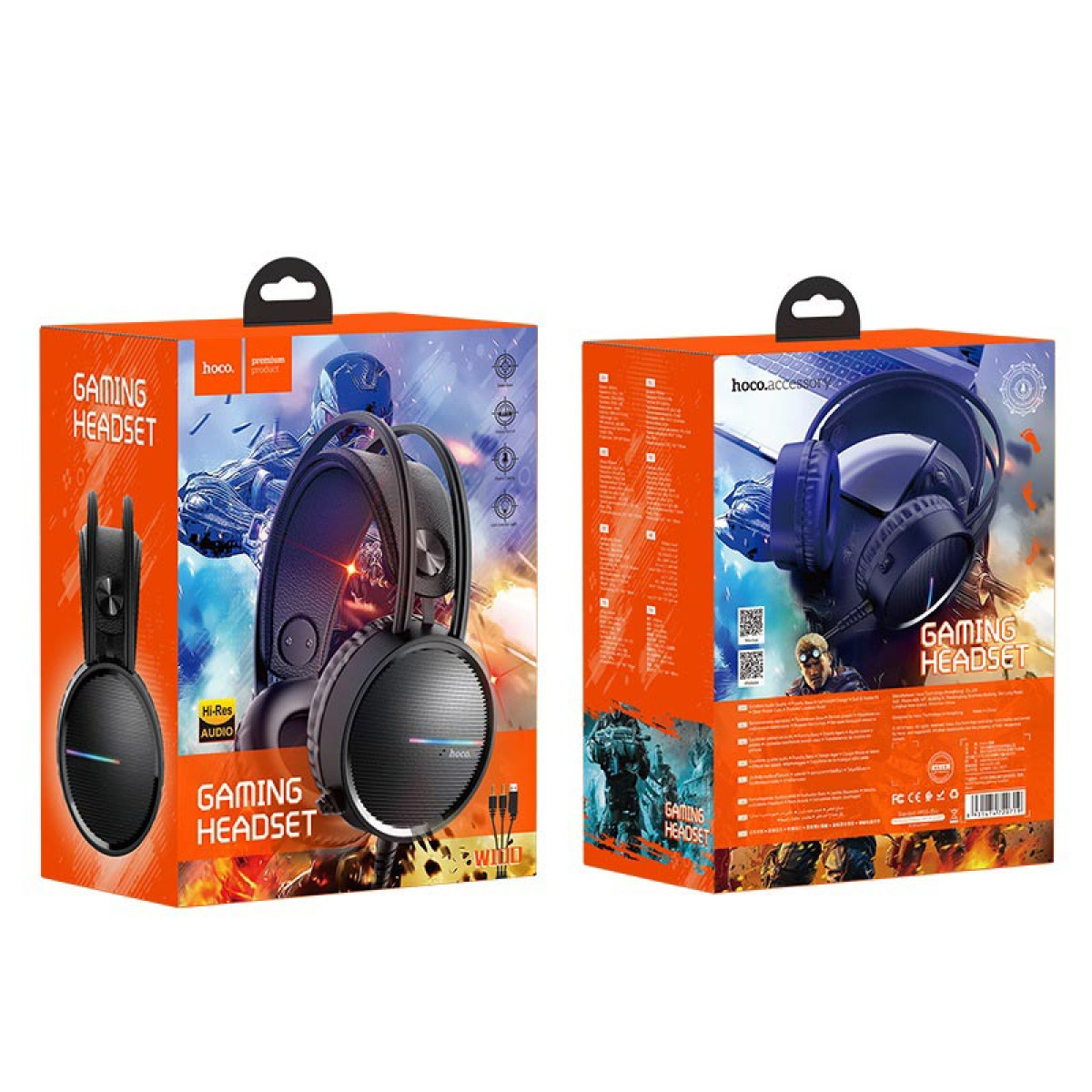 Навушники Hoco W100 Touring з мікрофоном Led-підсвітка