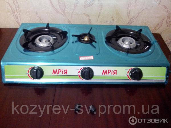 Плита газова Мрія на 3 конфорки (нержавійка,п'єзорозпалювання)