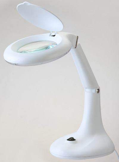 ZD-137 LED Лупа-лампа з підсвічуванням, настільна, кругла, 3X, 12X, 12W, діаметр лінзи 110мм, біла Zhongdi, лінза скло