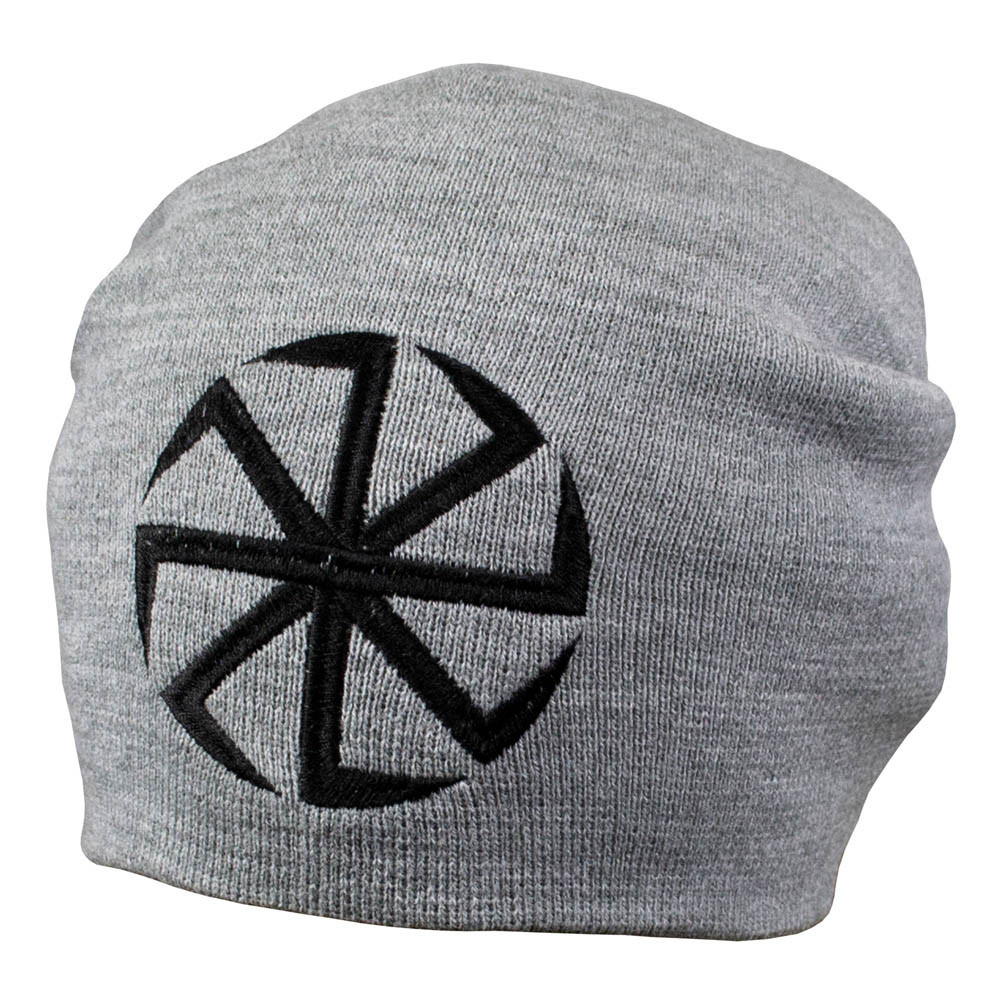 Шапка біні з вишивкою КОЛОВОРОТ сіра