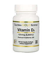 California Gold Nutrition вітамін D3,125 мкг ( 5000 МО ), 90 таблеток