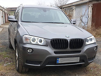 Решітки радіатора BMW X3 F25 (10-14) дорестайл тюнінг ноздрі (чорний глянц)