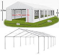Шатер 6х12 PE полипропилен, торговый павильон, садовая палатка, тент, ангар, гараж, намет, зонт с окнами