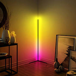 Кутовий підлоговий світлодіодний RGB LED торшер лампа з пультом