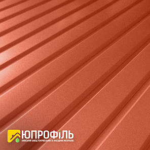 Теракотовий профнастил для забору ПС-10 матовий, профнастил стіновий 0.45 мм RAL 8004 PEMA, фото 2