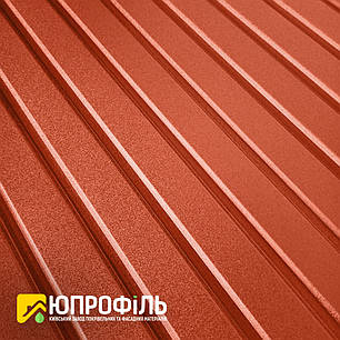 Теракотовий профнастил для забору ПС-10 матовий, профнастил стіновий 0.45 мм RAL 8004 PEMA, фото 2