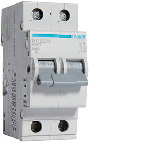 Автоматичний вимикач Hager MC250A. Ін=50А, 2P, хар-ка C