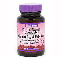 Витамины и минералы Bluebonnet Earth Sweet Chewables Vitamin В12 and Folic Acid, 90 жевательных таблеток