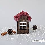 Корпоративні подарунки. Подарунок на свято. Будиночок зі стабілізованим мохом, рожевий, фото 2