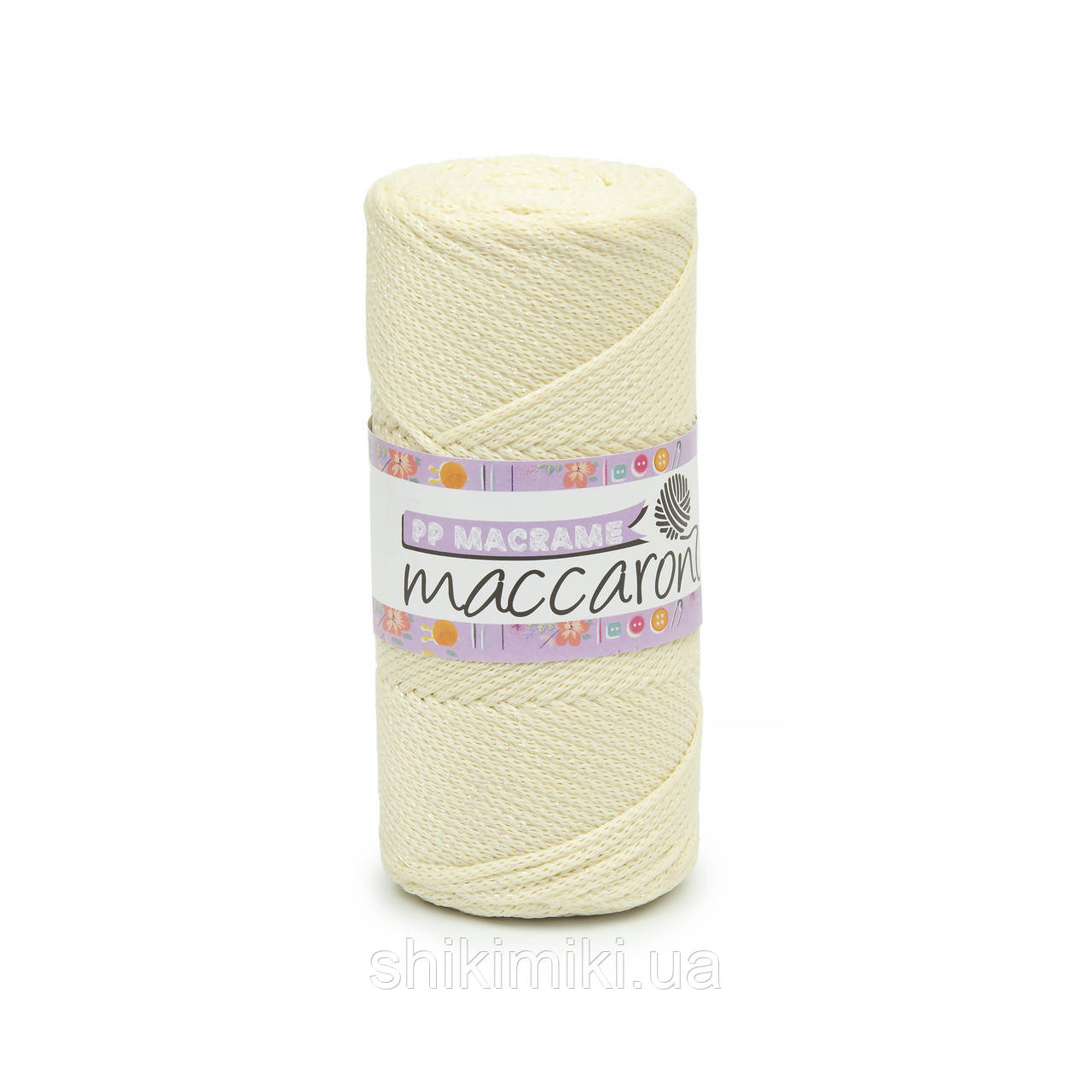 Трикотажний шнур з люрексом PP Macrame Glitter, колір Пломбір