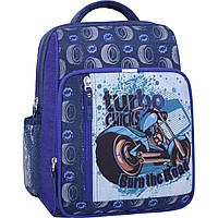 Рюкзак для мальчика школьный с мотоциклом 8 л. 225 синий ранец для школы мальчику на 1-3 класс