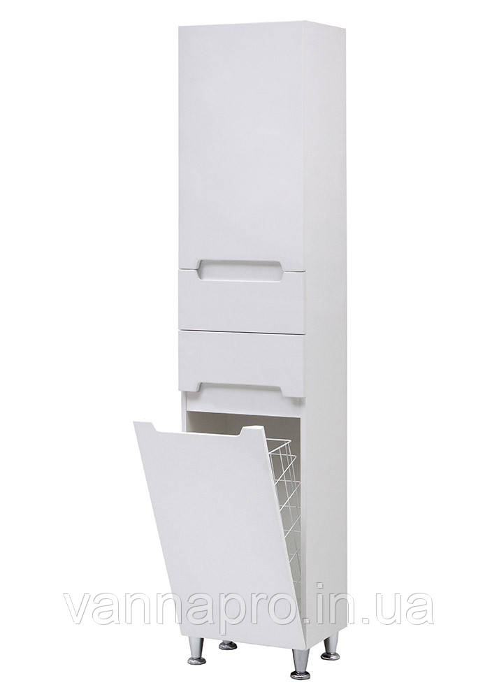 Пенал ЮВВІС для ванної кімнати білий 40 см підлоговий МАРКО з кошиком для білизни