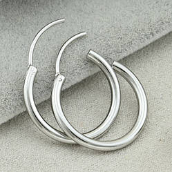 Сережки кільця 27800 розмір 20х2 мм вага 2.6 г позолота Біле Золото