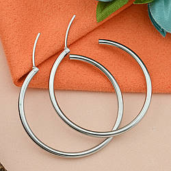 Сережки кільця 27801 розмір 35х2 мм вага 5.0 г позолота Біле Золото