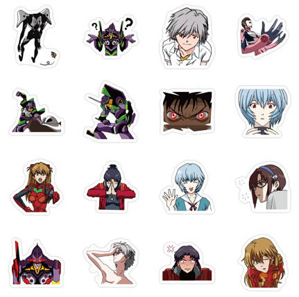 Набір вінілових наклейок стикерів Аніме Evangelion Стикербомбінг на автотелефон ноутбук 40 шт., фото 3