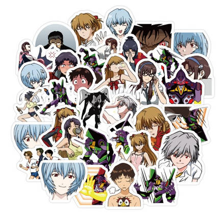 Набір вінілових наклейок стикерів Аніме Evangelion Стикербомбінг на автотелефон ноутбук 40 шт., фото 1