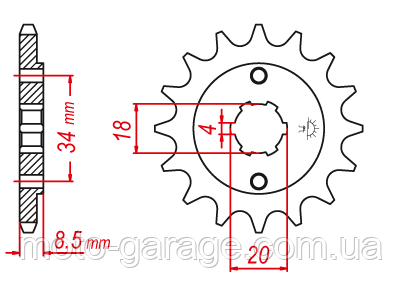 Зірка передня TerraX,X-Road,GNS,Pruss,169FMM, CB250,CBX250,CMX250,CMX250,174MN, 520H-13T,під шліц 4мм,