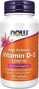 Now Foods Vitamin D-3 1000 IU 180 гелевих капсул