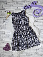 Платье Next на девочку шифон черное с цветами на рост 140 см