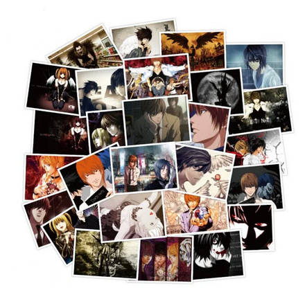 Набір вінілових наклейок стикерів Аніме Зошит Смертікербомбінг на автотелефон ноутбук 30 шт., фото 1