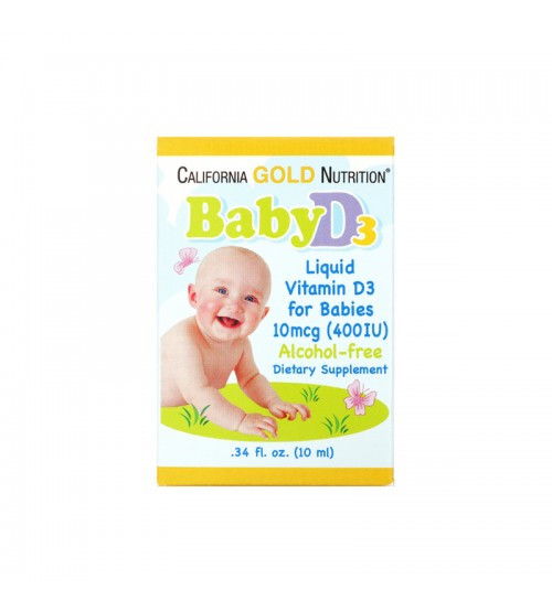 Дитячий вітамін Д3 каліфорнію голд California Gold Baby D3 Drops 400 IU 10 ml, фото 1