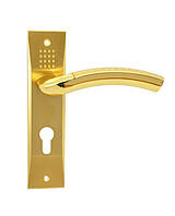Ручка дверная BARI на планке PZ 62 мм матовое золото полированная золото (29 09) SIBA Z05 3K 29 09