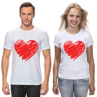 Парні футболки з принтом "Серце мальоване" Push IT