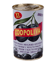 Маслини "Coopoliva" чорні з кісточкою 370 г