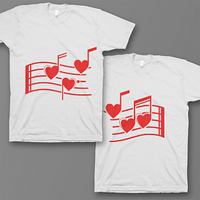 Парні футболки з принтом "Ноти кохання" Push IT