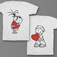 Парні футболки з принтом "Хлопчик і дівчинка з серцем" Push IT