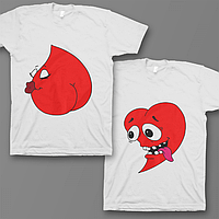 Парні футболки з принтом "Два серця" Push IT