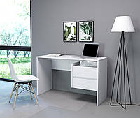 Современный письменный однотумбовый с ящиками, компьютерный стол лофт для дома офиса 120 см Paco 3 Белый MM