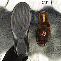 Жіночі кімнатні капці Белста коричневі з відкритим носком та пушком 2431, фото 5