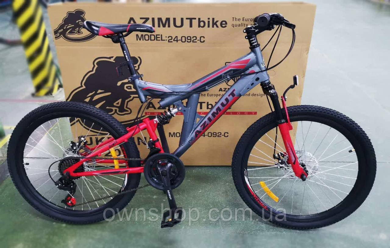 Велосипед гірський двопідвісний POWER 26" FRD, рама 19,5", сіро-червоний + ПОДАРУНОК!