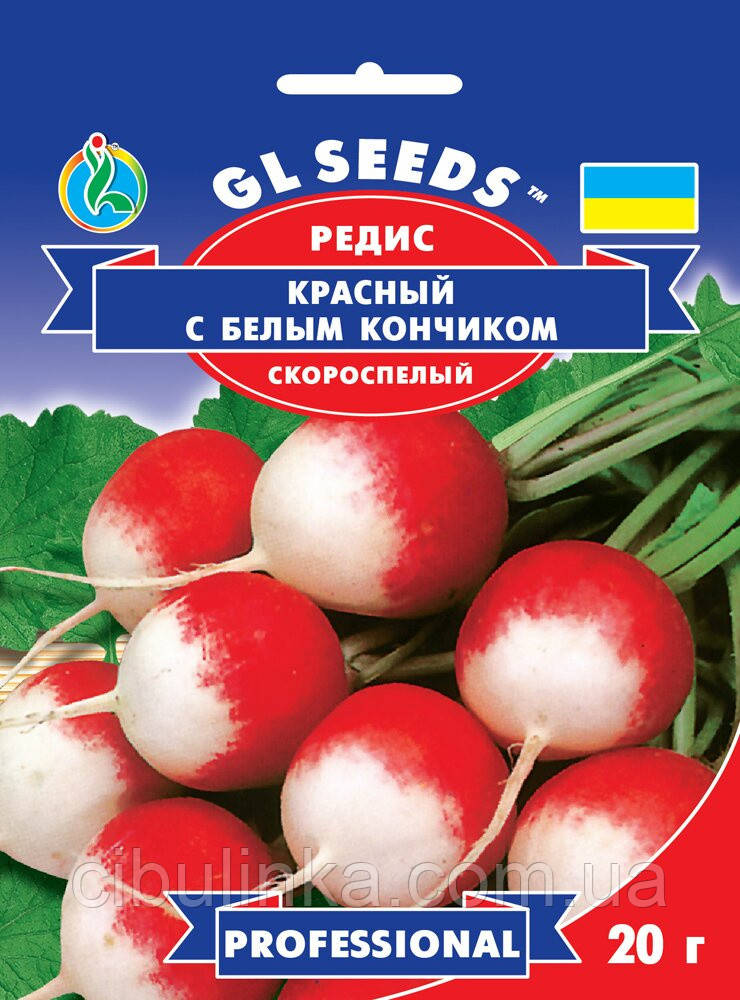 GL Seeds. Насіння Редис Червоний із білим Кінчиком 20 г, фото 1