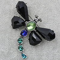 Брошка металева на сріблястій основі з різнобарвними кристалами розмір виробу 5 х 4,5 см