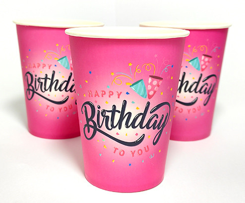 Набір стаканчиків "Happy Birthday pink" 10 штук