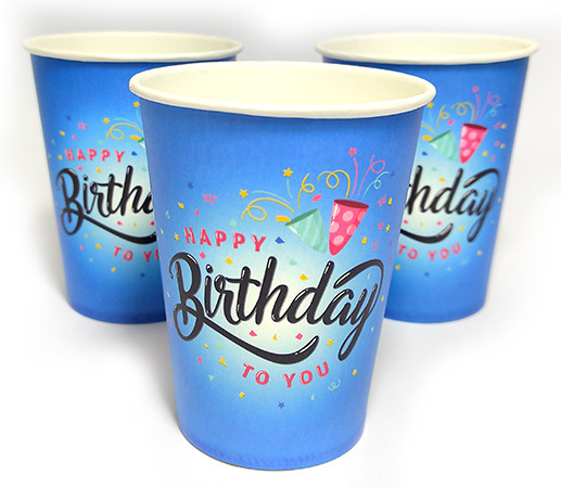 Набір стаканчиків "Happy Birthday Blue" 10 штук