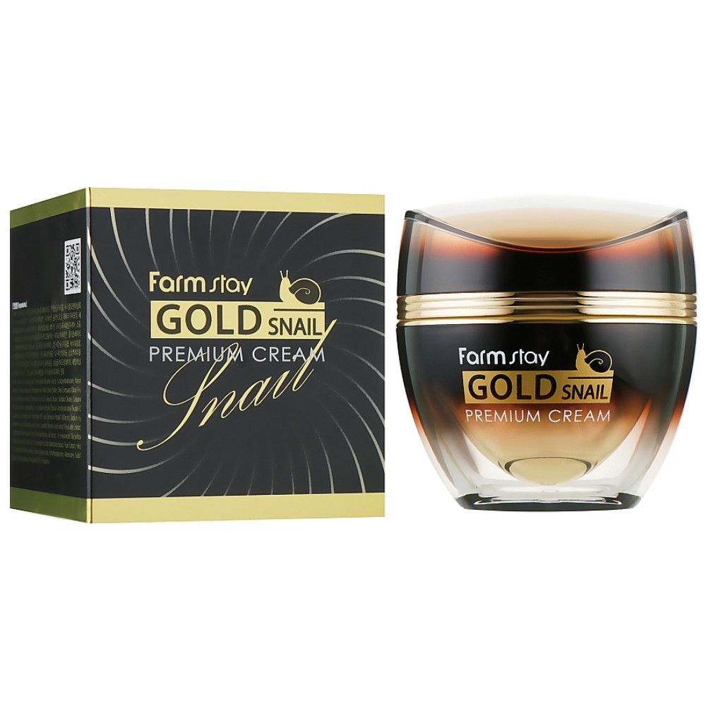 Омолоджуючий крем для обличчя з золотом і муцином равлика Farmstay Gold Snail Premium Cream 50 мл, фото 1