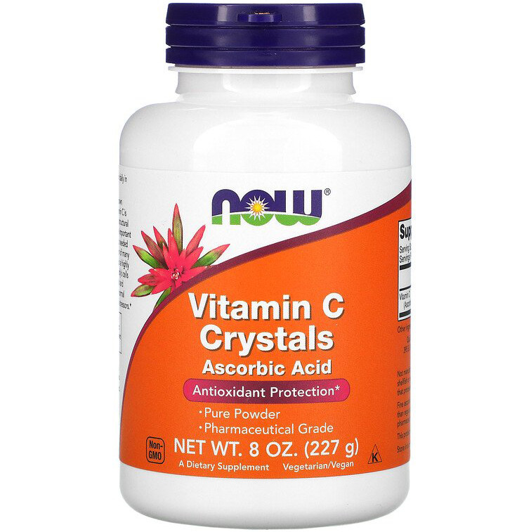 Кристалізований вітамін C, NOW Foods "Vitamin C Crystals Ascorbic Acid" у порошку (227 г), фото 1