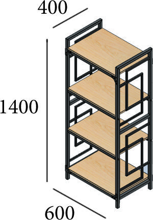 Стелаж 4 полиці в стилі Лофт (серія Квадро) Метал Дизайн, фото 2