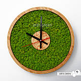 Настінний годинники зі стабілізованим мохом. Еко-годинник МОХ круглий, діаметр 40 см. Ч1, фото 3